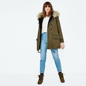 🆕70%OFF‼️Maje Women's Brown Coat Fur Hoodie Trim